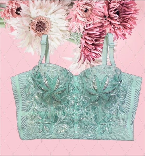 Bustier bordado menta