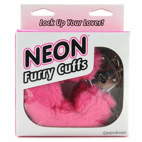 Esposas metálicas con peluche Rosa Neón desmontable