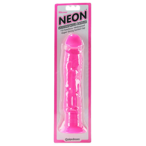 Vibrador con ventosa color neón de silicón